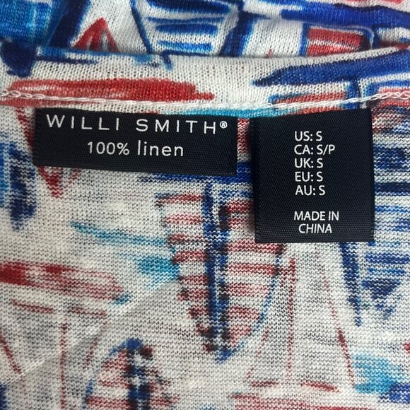 Willi Smith Linen Tank Top Womens Small Red White Blue Sleeveless Patriotic - Picture 6 of 9